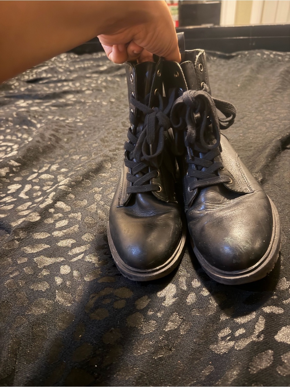 Steve Madden Black Lace-Up Women's Combat Boots